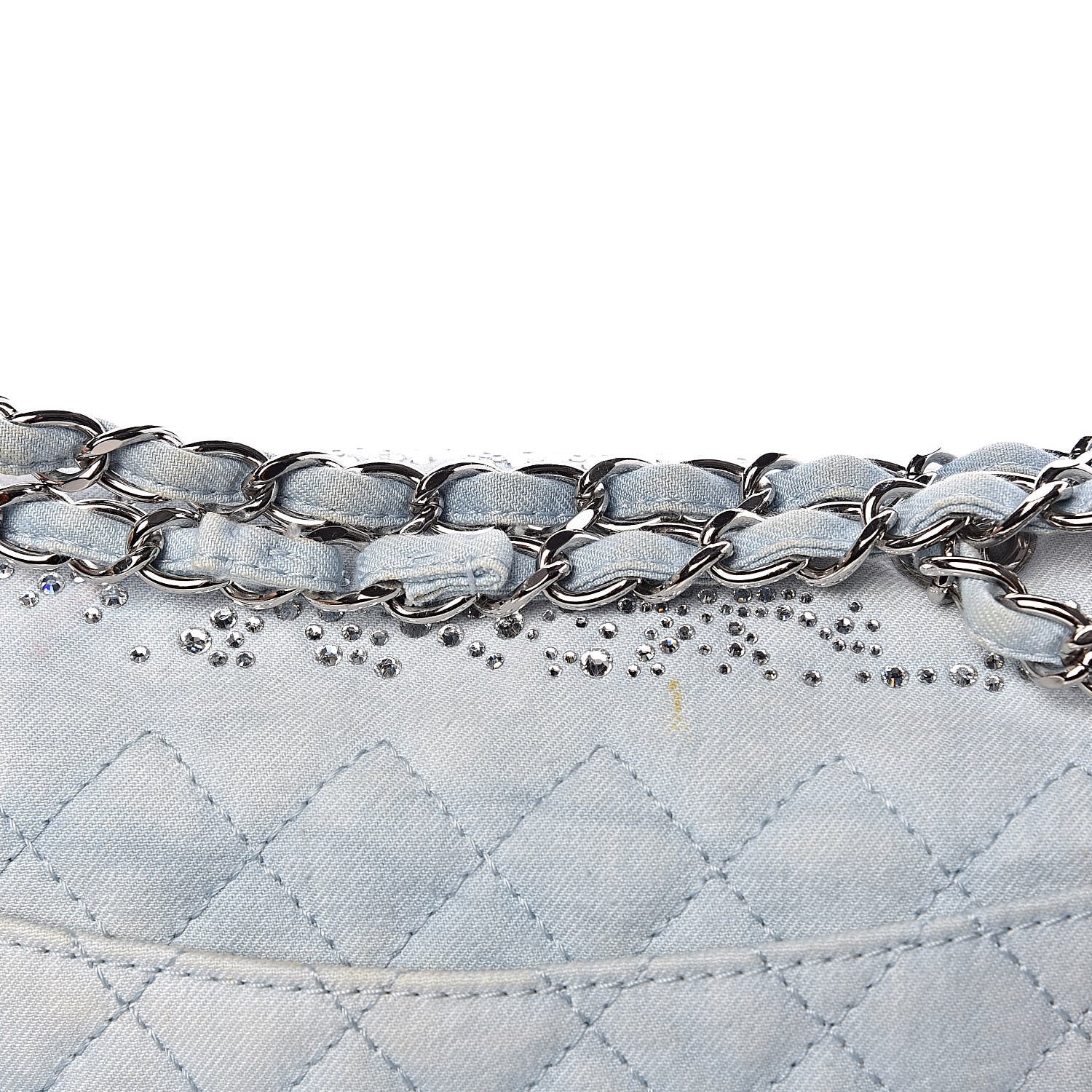 Chanel Denim Quilted Swarovski Crystal Flap Blue 21 of 22