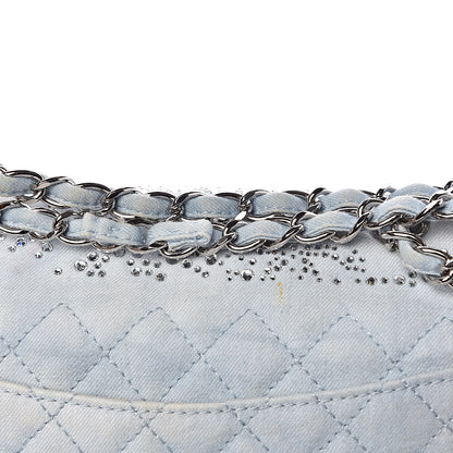 Chanel Denim Quilted Swarovski Crystal Flap Blue 21 of 22