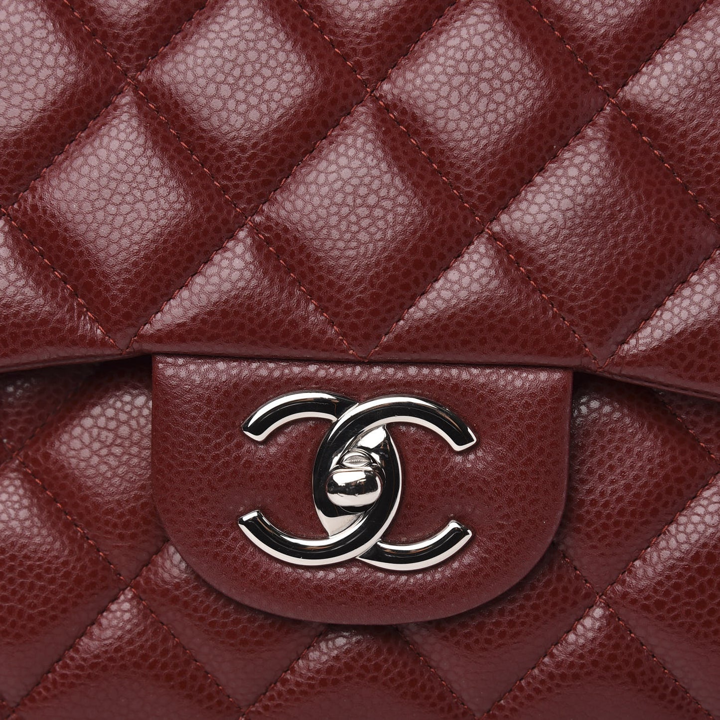 Caviar Quilted Maxi Double Flap Red