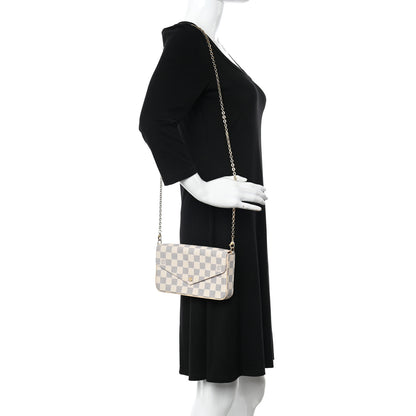 Louis Vuitton Damier Azur Pochette Felicie Chain Wallet Rose Ballerine 2 of 11