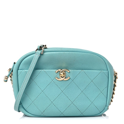 Chanel Goatskin Quilted Small Casual Trip Camera Case Light Blue 1 of 15