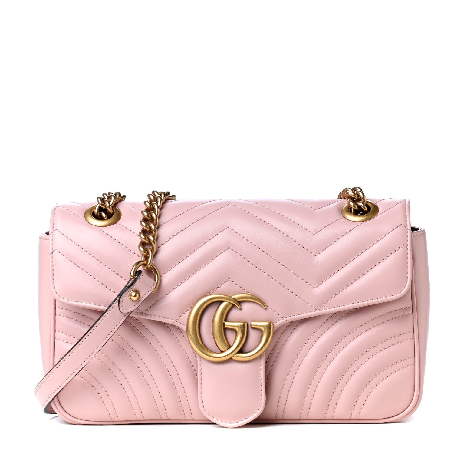 Gucci Calfskin Matelasse Small GG Marmont Shoulder Bag Perfect Pink 1 of 5