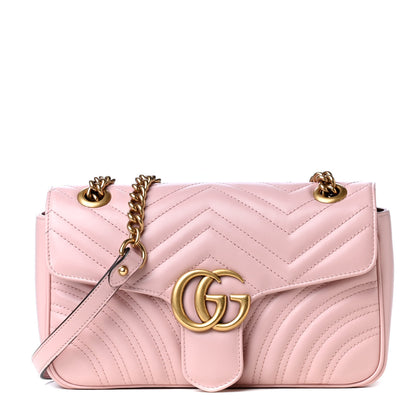 Gucci Calfskin Matelasse Small GG Marmont Shoulder Bag Perfect Pink 1 of 5