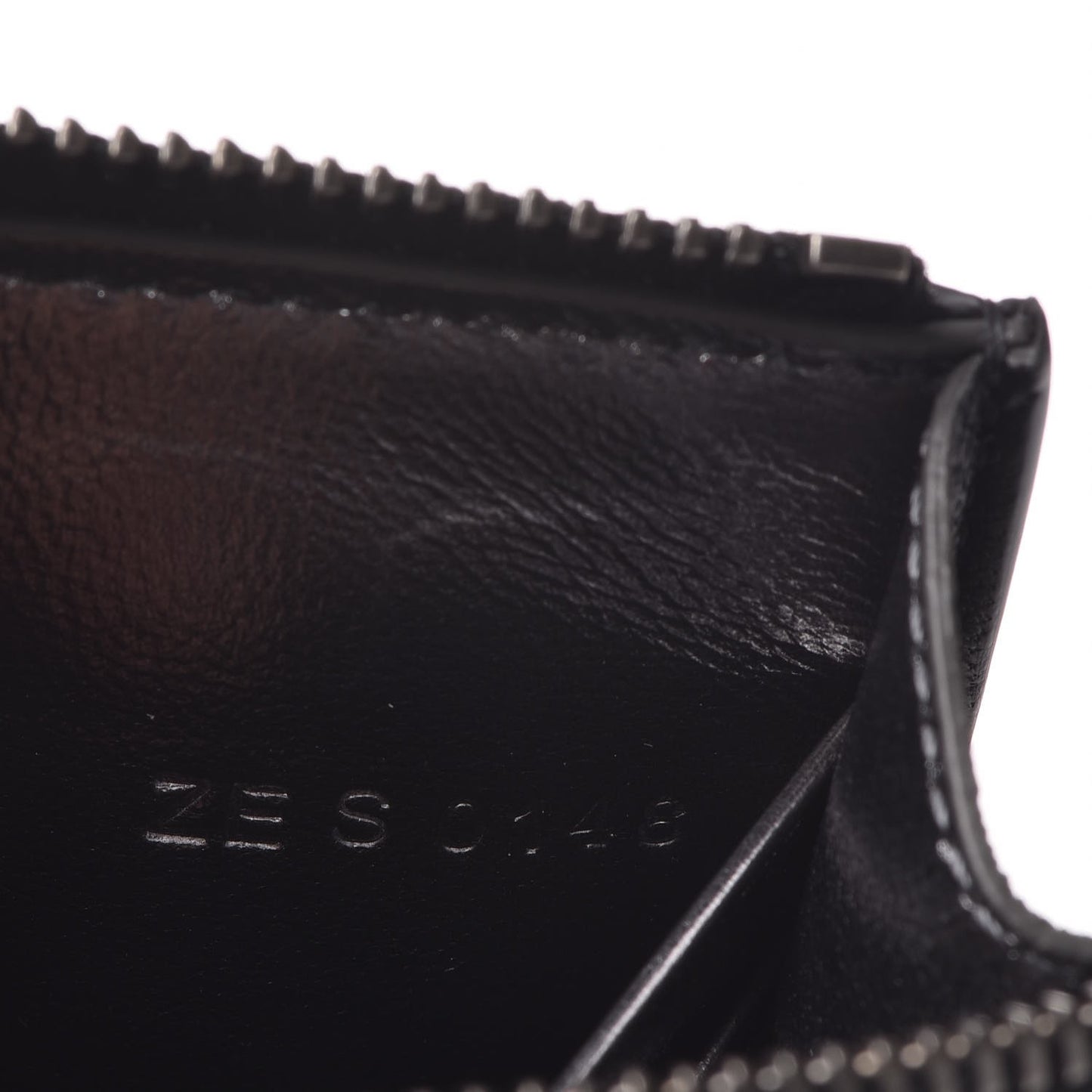 Lambskin Logo Zip Around Compact Wallet Black