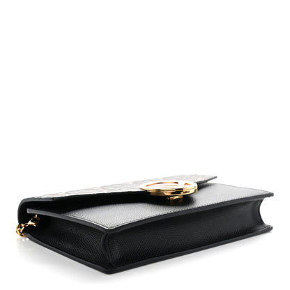 Fendi Vitello Cruise F is Fendi Bi-Color FF 1974 Embossed Medium Envelope Wallet On Chain Black Maya 4 of 10