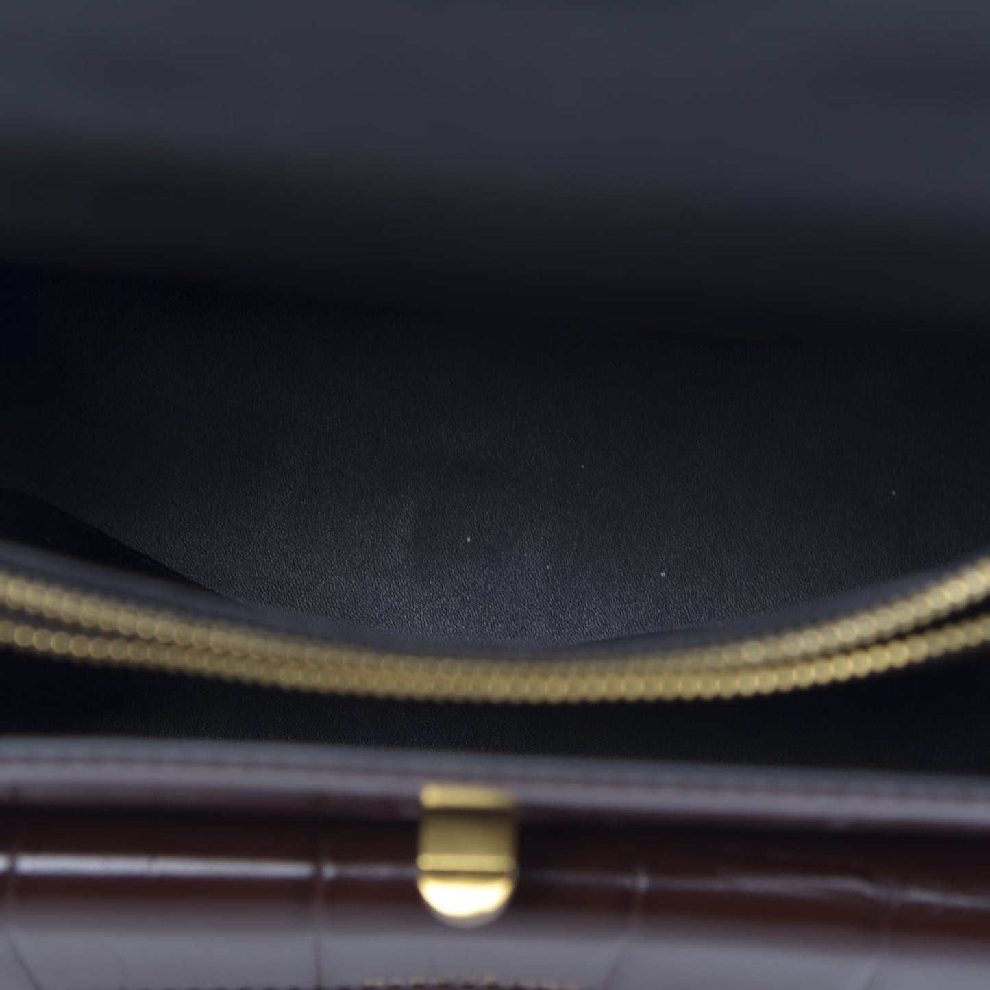 Calfskin Crocodile Embossed Uptown Shoulder Bag Brown