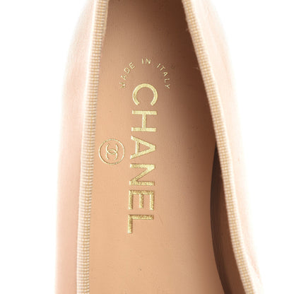 Chanel Lambskin Cap Toe Ballerina Flats 38.5 Beige Black 7 of 8