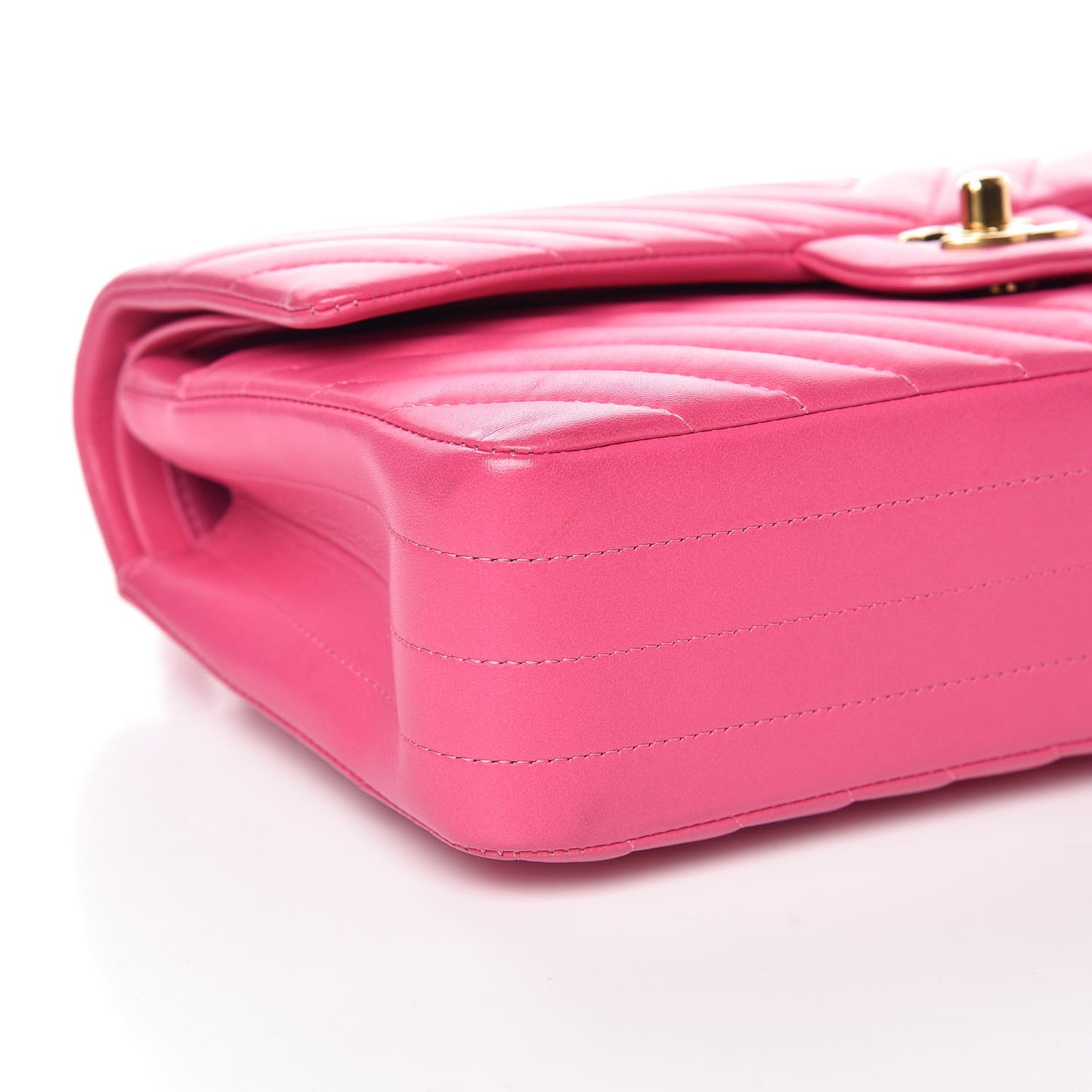 Lambskin Chevron Quilted Medium Double Flap Pink