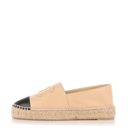 Chanel Lambskin CC Espadrilles 37 Beige Black 1 of 9