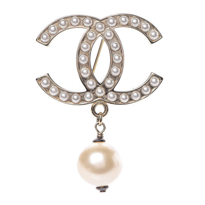 Chanel Pearl CC Drop Brooch Gold 1 of 4