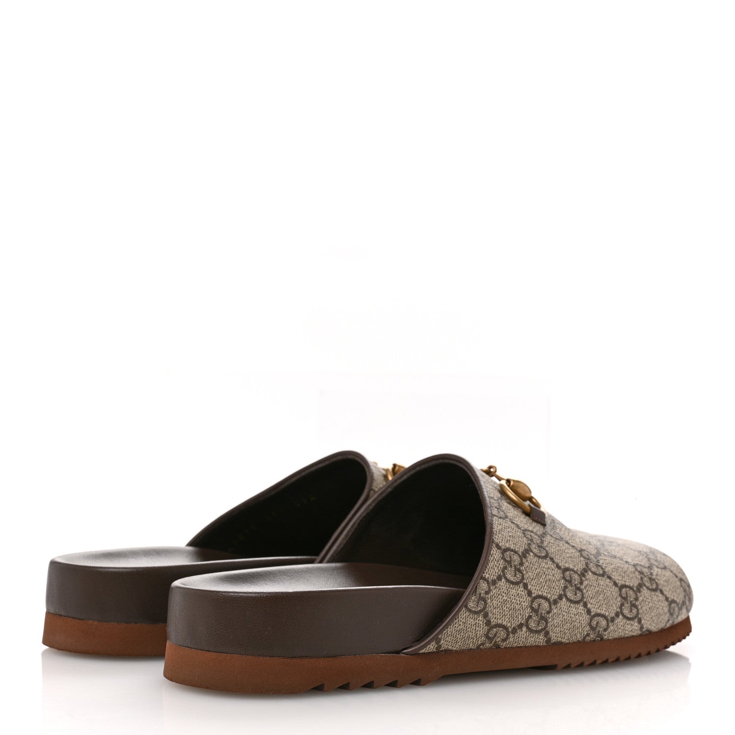 Gucci GG Supreme Monogram Miro Soft Calfskin Womens Horsebit Slippers 39.5 Beige Ebony New Acero 5 of 12