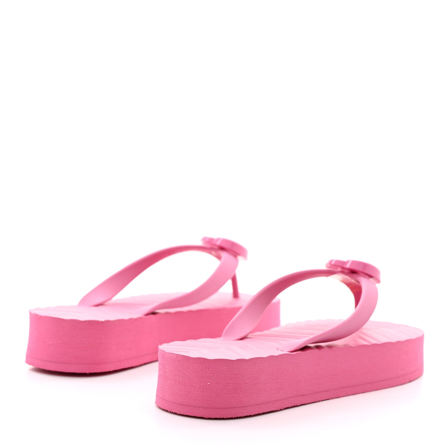 Gucci Rubber Chevron Womens GG Thong Sandals 36 Pink Tropical Flower 4 of 8