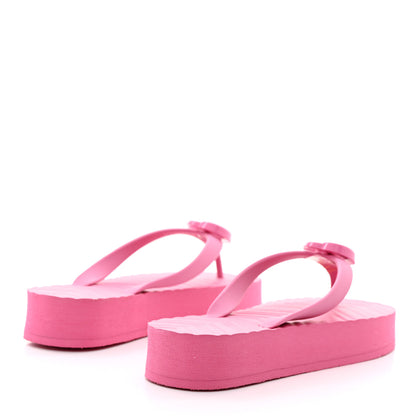 Gucci Rubber Chevron Womens GG Thong Sandals 36 Pink Tropical Flower 4 of 8