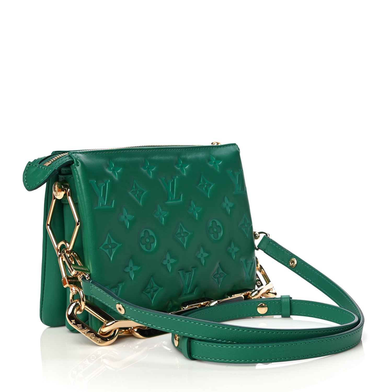 Louis Vuitton Lambskin Embossed Monogram Coussin BB Emeraude 3 of 12