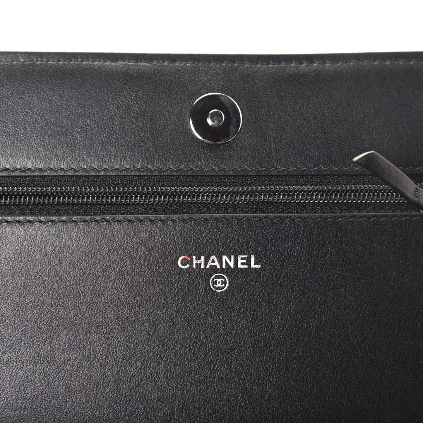Calfskin Diagonal Chevron Quilted Tassel Wallet On Chain WOC Black