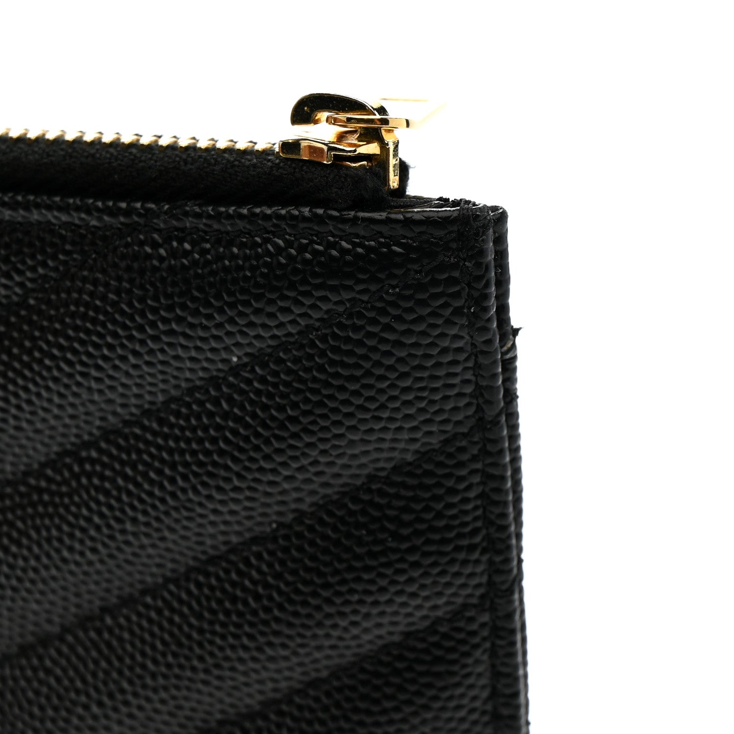 Saint Laurent Grain De Poudre Chevron Monogram Bill Pouch Black 8 of 9