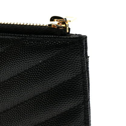 Saint Laurent Grain De Poudre Chevron Monogram Bill Pouch Black 8 of 9