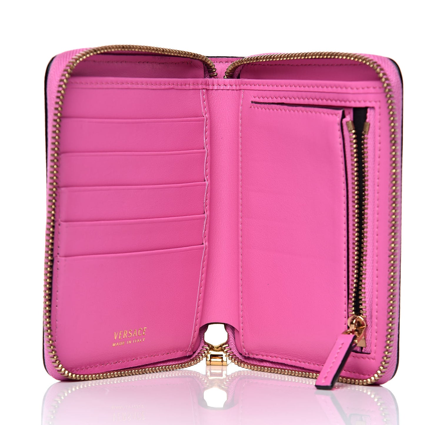 Calfskin Voyage Barocco Print Zip Around Wallet Multicolor
