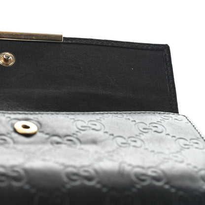 Gucci Guccissima Margaux Calfskin Metal Bar Continental Flap Wallet Black 13 of 13
