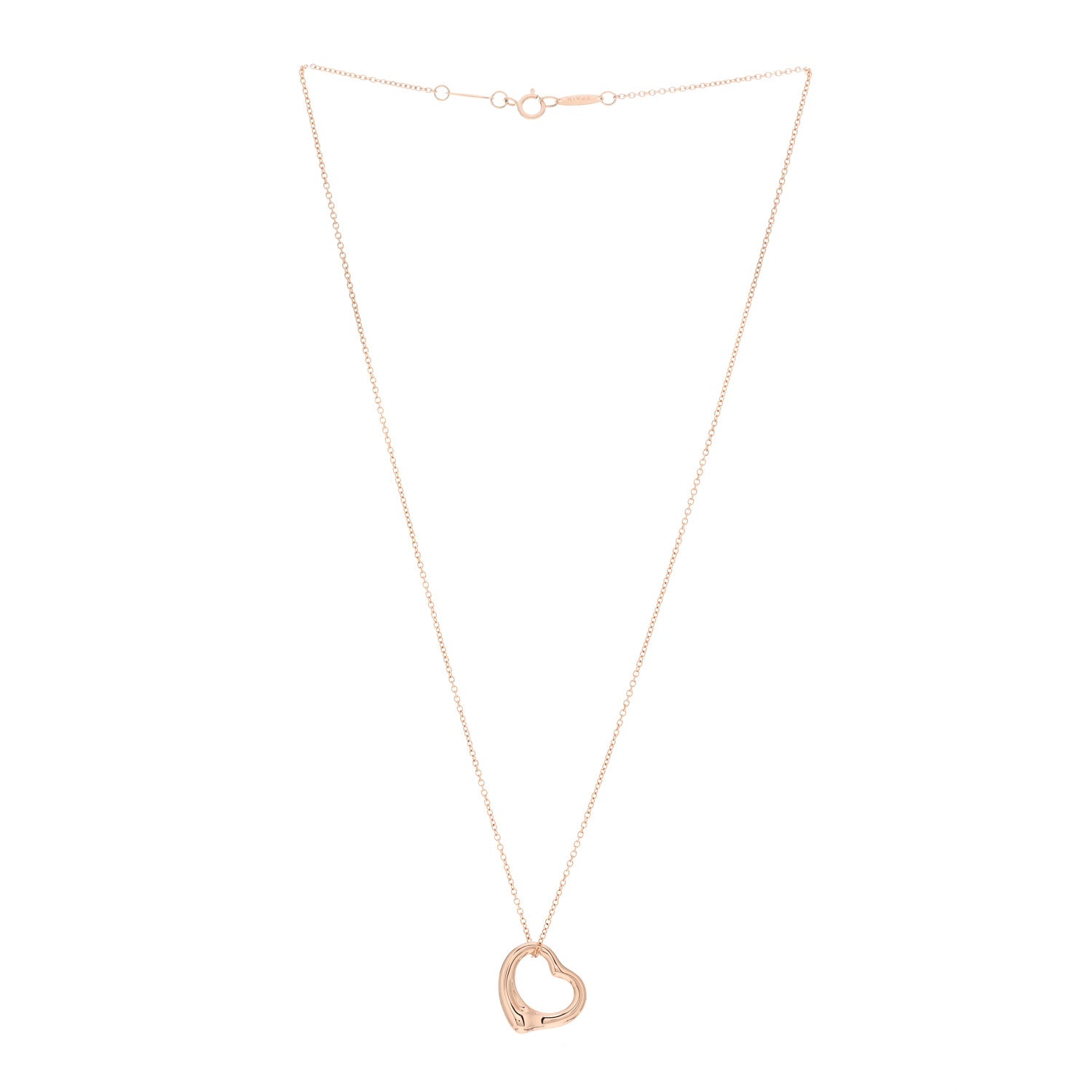 Tiffany 18K Rose Gold 16mm Elsa Peretti Open Heart Pendant Necklace 2 of 4