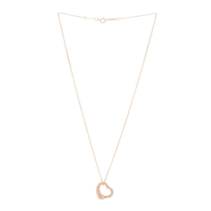 Tiffany 18K Rose Gold 16mm Elsa Peretti Open Heart Pendant Necklace 2 of 4