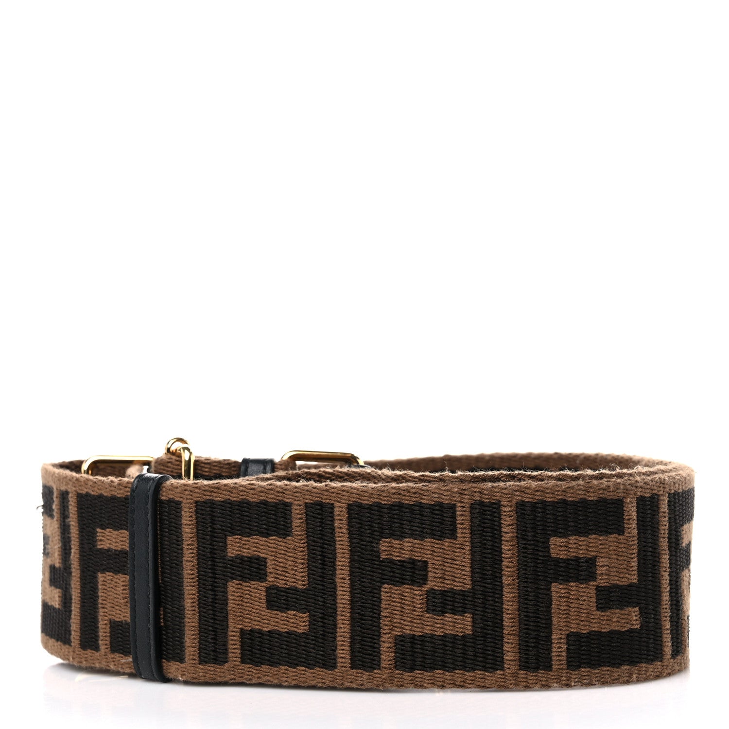 Fendi Ribbon Vitello Century FF 1974 Flat Studded Strap You Fango Marrone Ebano 2 of 5