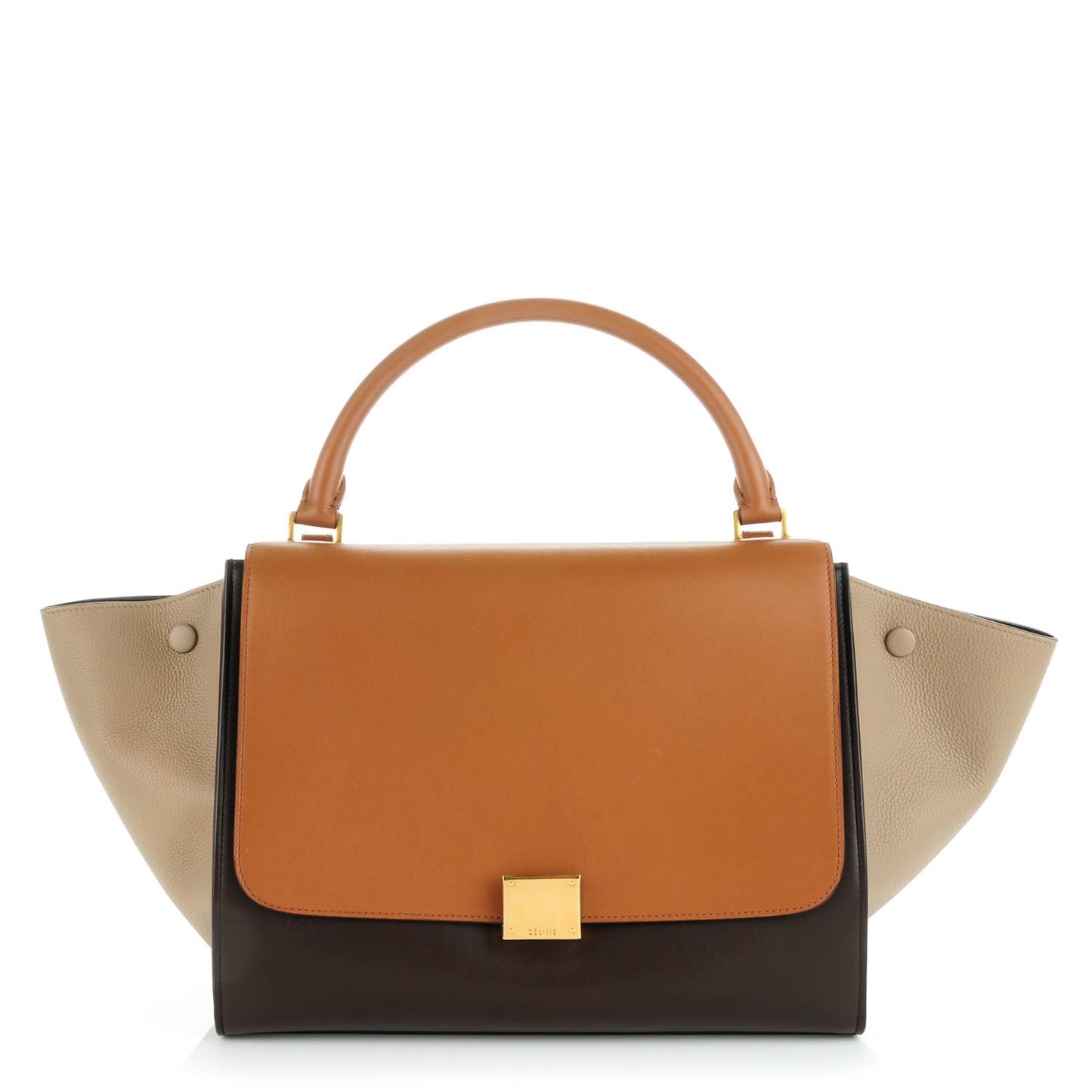 Satin Baby Grained Calfskin Medium Tri-Color Trapeze Tan