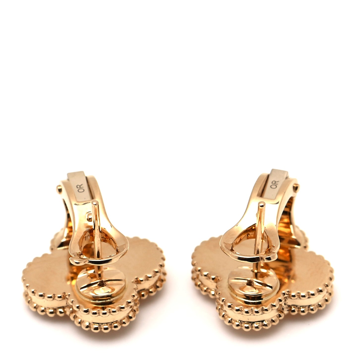 18K Yellow Gold Guilloche Vintage Alhambra Earrings