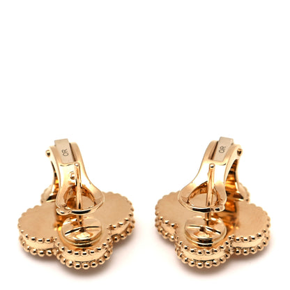 Van Cleef & Arpels 18K Yellow Gold Guilloche Vintage Alhambra Earrings 3 of 5