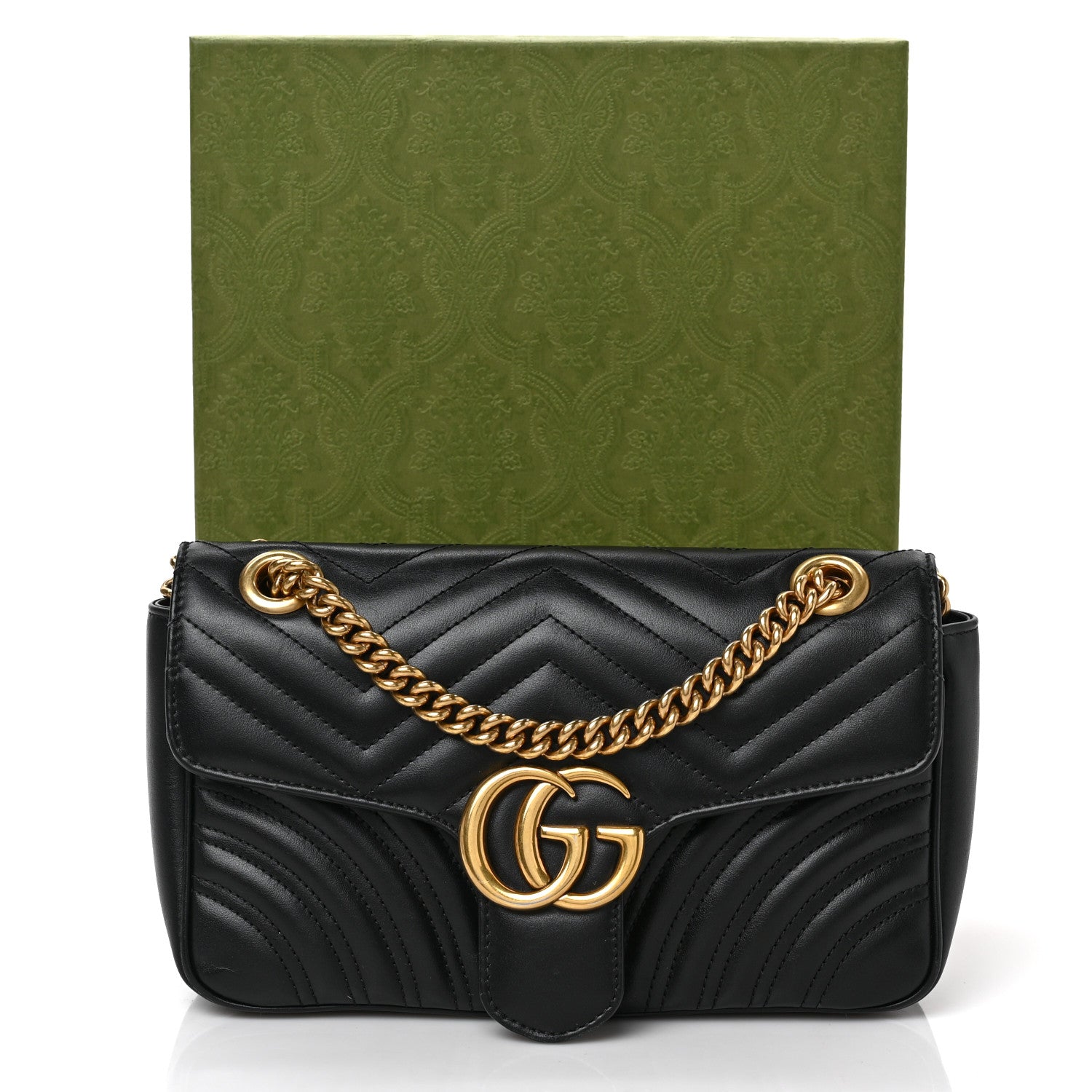 Gucci Calfskin Matelasse Small GG Marmont Shoulder Bag Black 10 of 10