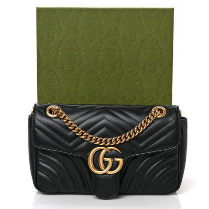Gucci Calfskin Matelasse Small GG Marmont Shoulder Bag Black 10 of 10