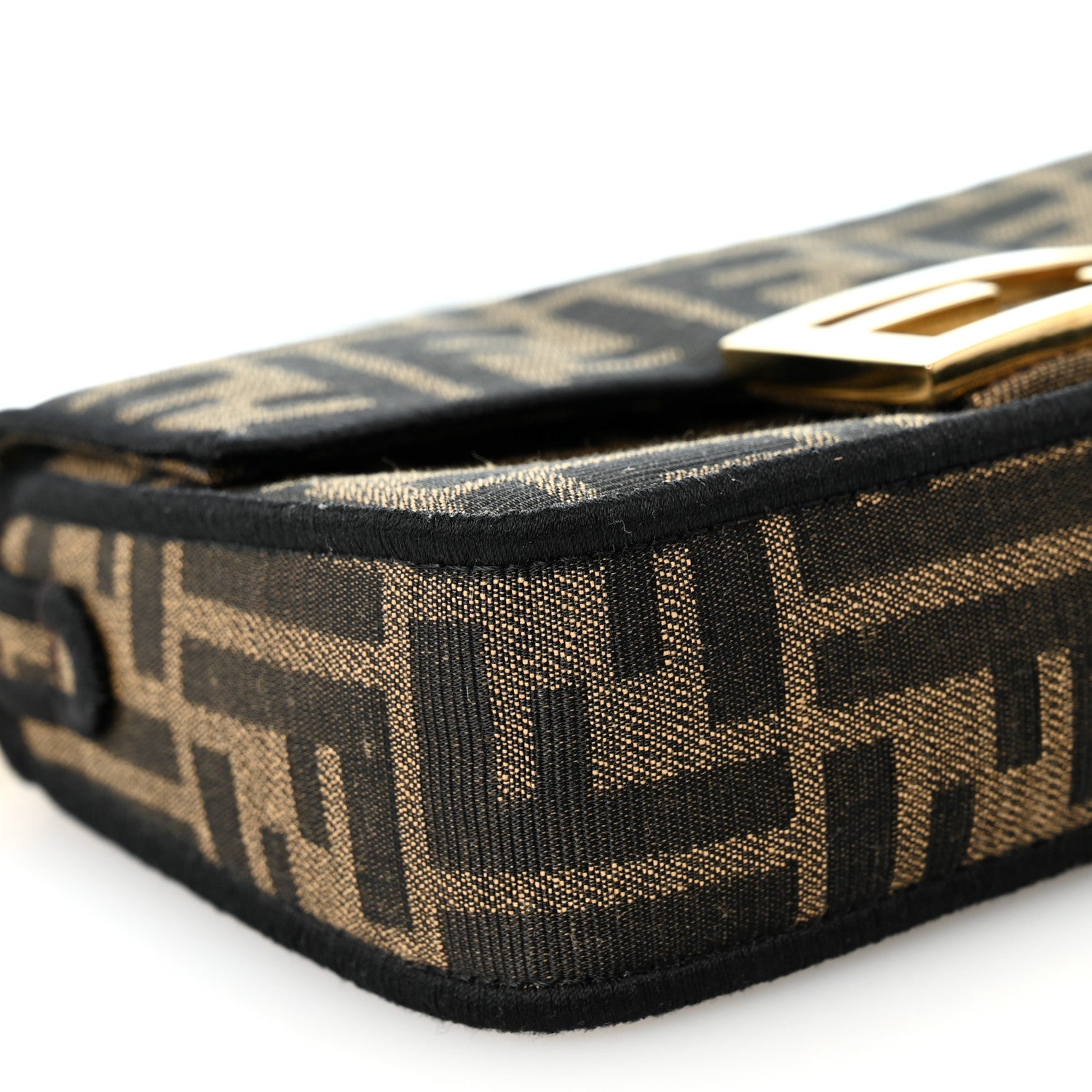 Fendi Fabric Jacquard FF 1974 Mini Baguette Tobacco Moro Black 9 of 11
