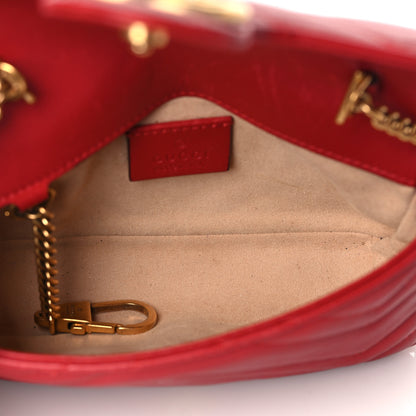 Gucci Calfskin Matelasse Super Mini GG Marmont Shoulder Bag Hibiscus Red 5 of 11
