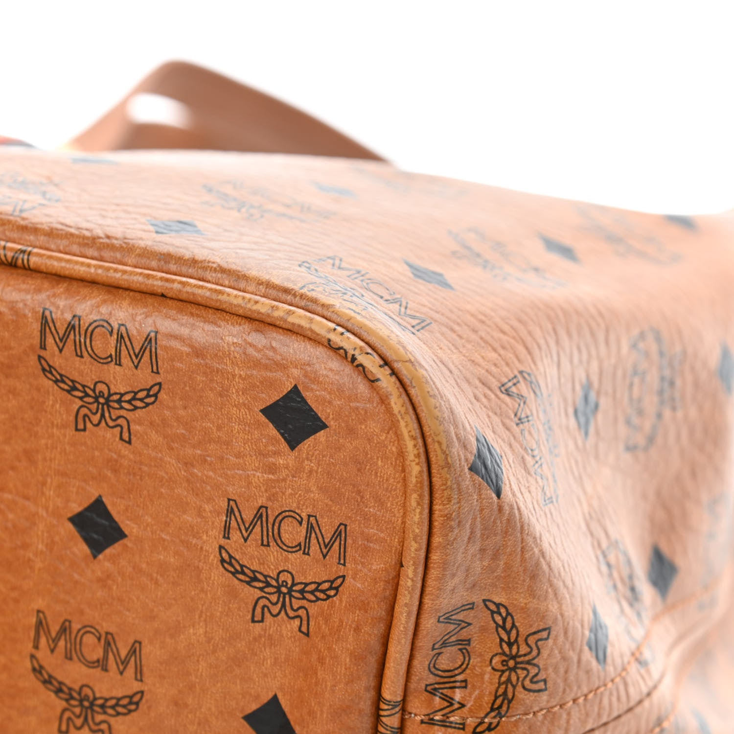 MCM Visetos Rudic Shopper Tote Cognac Orange 9 of 11