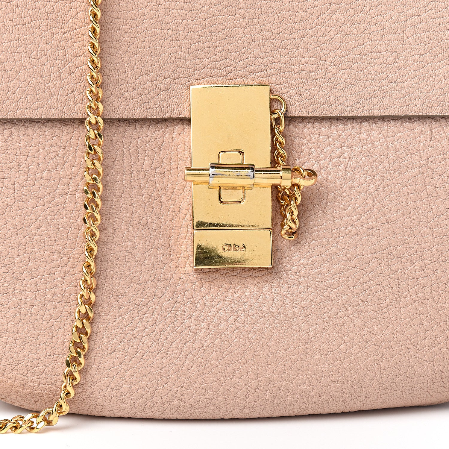 Chloe Grained Lambskin Drew Shoulder Bag Cement Pink 10 of 10