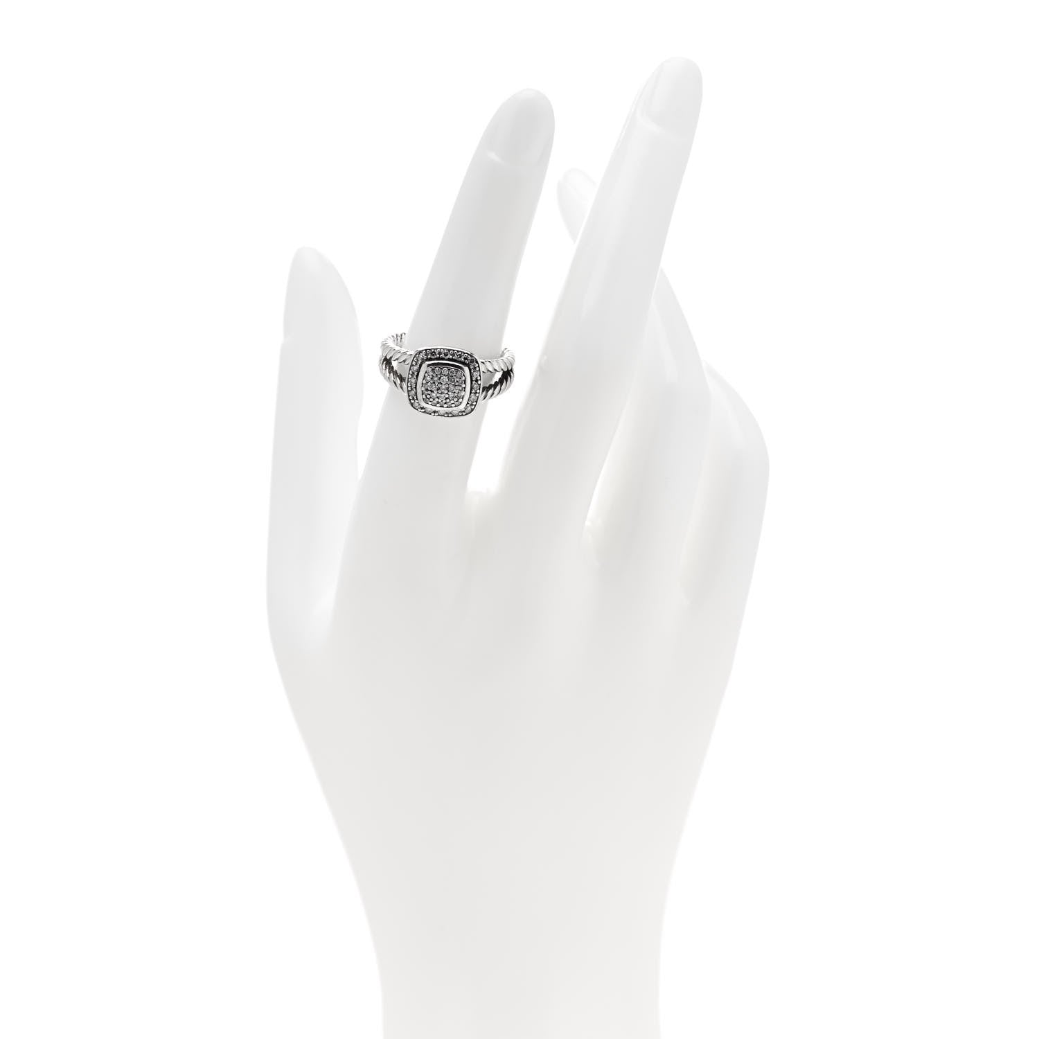 David Yurman Sterling Silver Diamond 7mm Petite Albion Pave Ring 52 6 2 of 5