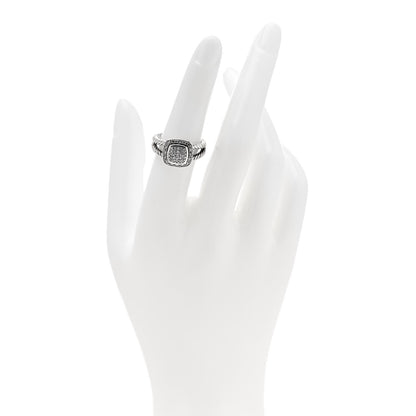 David Yurman Sterling Silver Diamond 7mm Petite Albion Pave Ring 52 6 2 of 5