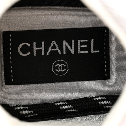 Chanel Nylon Calfskin Suede Womens CC Sneakers 36 Grey White 6 of 10