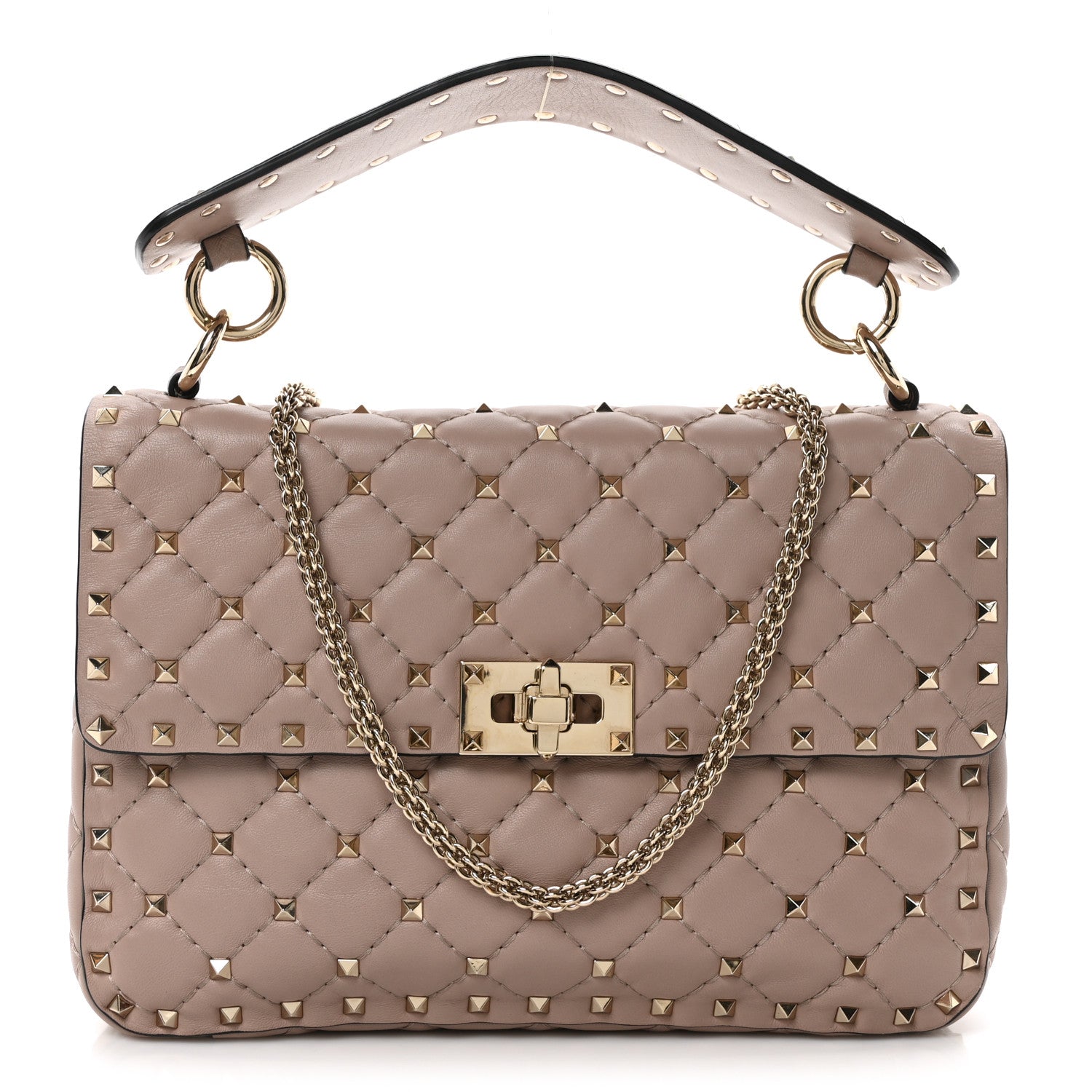 Valentino Garavani Lambskin Medium Rockstud Spike Shoulder Bag Poudre 1 of 9