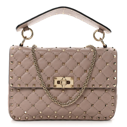 Valentino Garavani Lambskin Medium Rockstud Spike Shoulder Bag Poudre 1 of 9