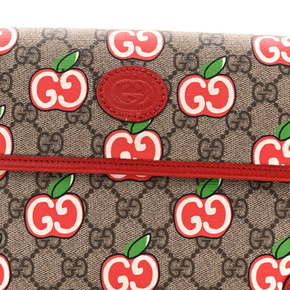 Gucci GG Supreme Monogram Apple Interlocking G Belt Bag Beige Multicolor Lobster Red 8 of 10