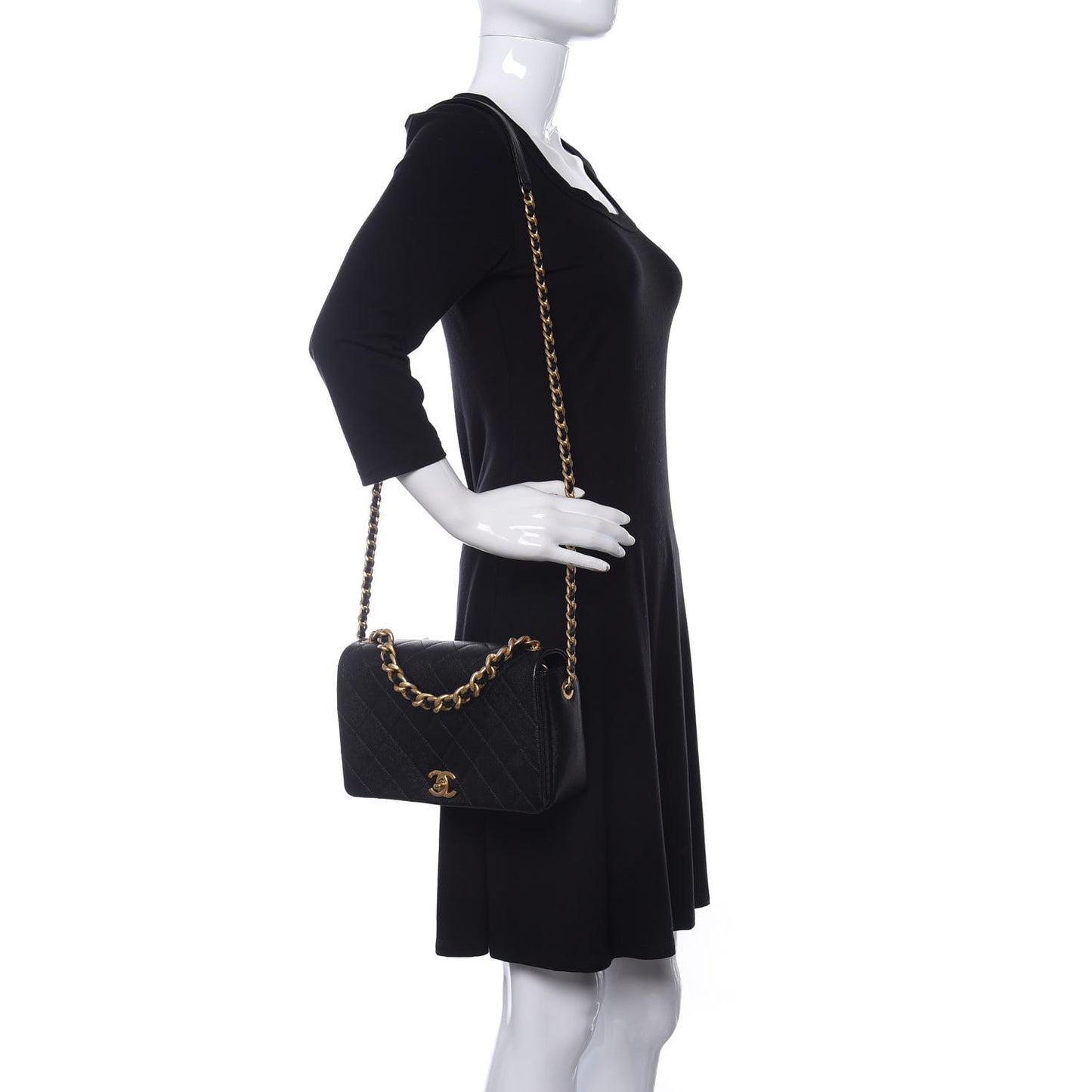Caviar Quilted Medium Fashion Therapy Flap Bag Black