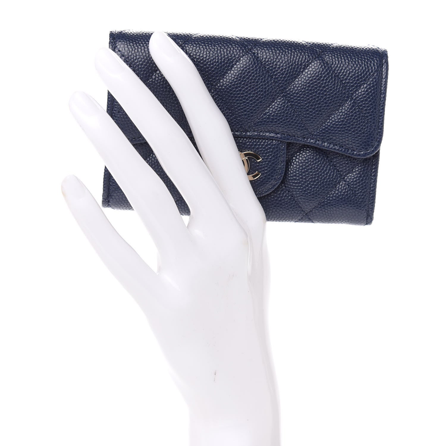 Chanel Iridescent Caviar Quilted Flap Card Holder Dark Blue 2 of 9