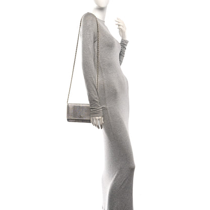 Chanel Calfskin Lizard Embossed Wallet on Chain WOC Silver 2 of 11