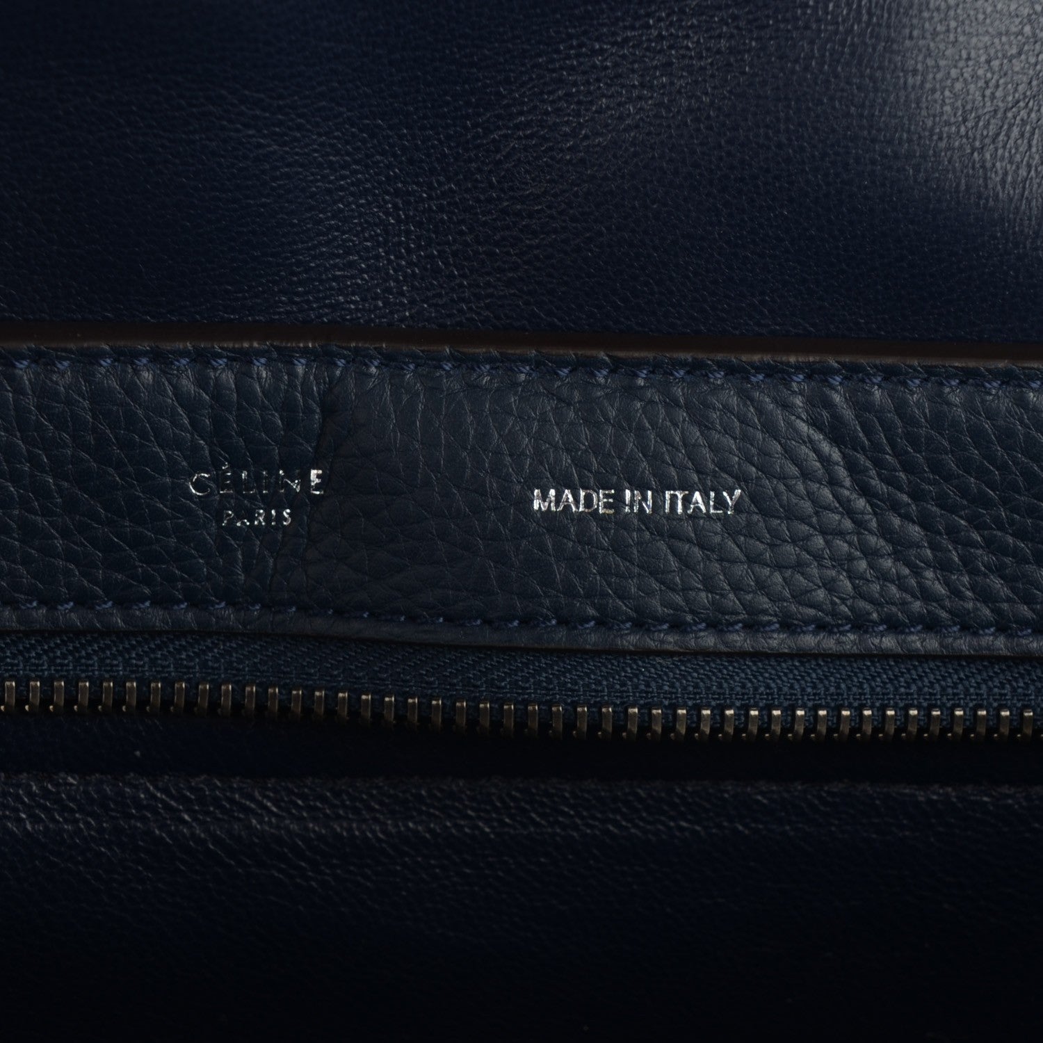 Celine Drummed Calfskin Suede Large Trapeze Navy Blue 6 of 8