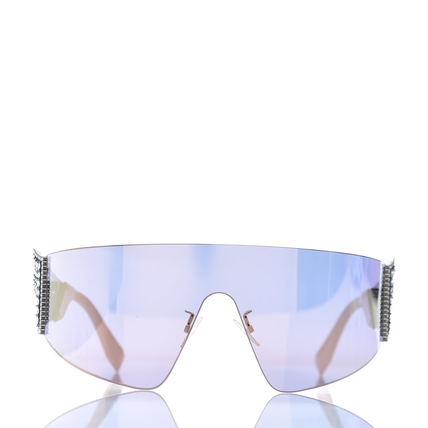 Fendi Mirrored Crystal Embellished FFreedom Shield Sunglasses FF 0382/S Pink 2 of 8
