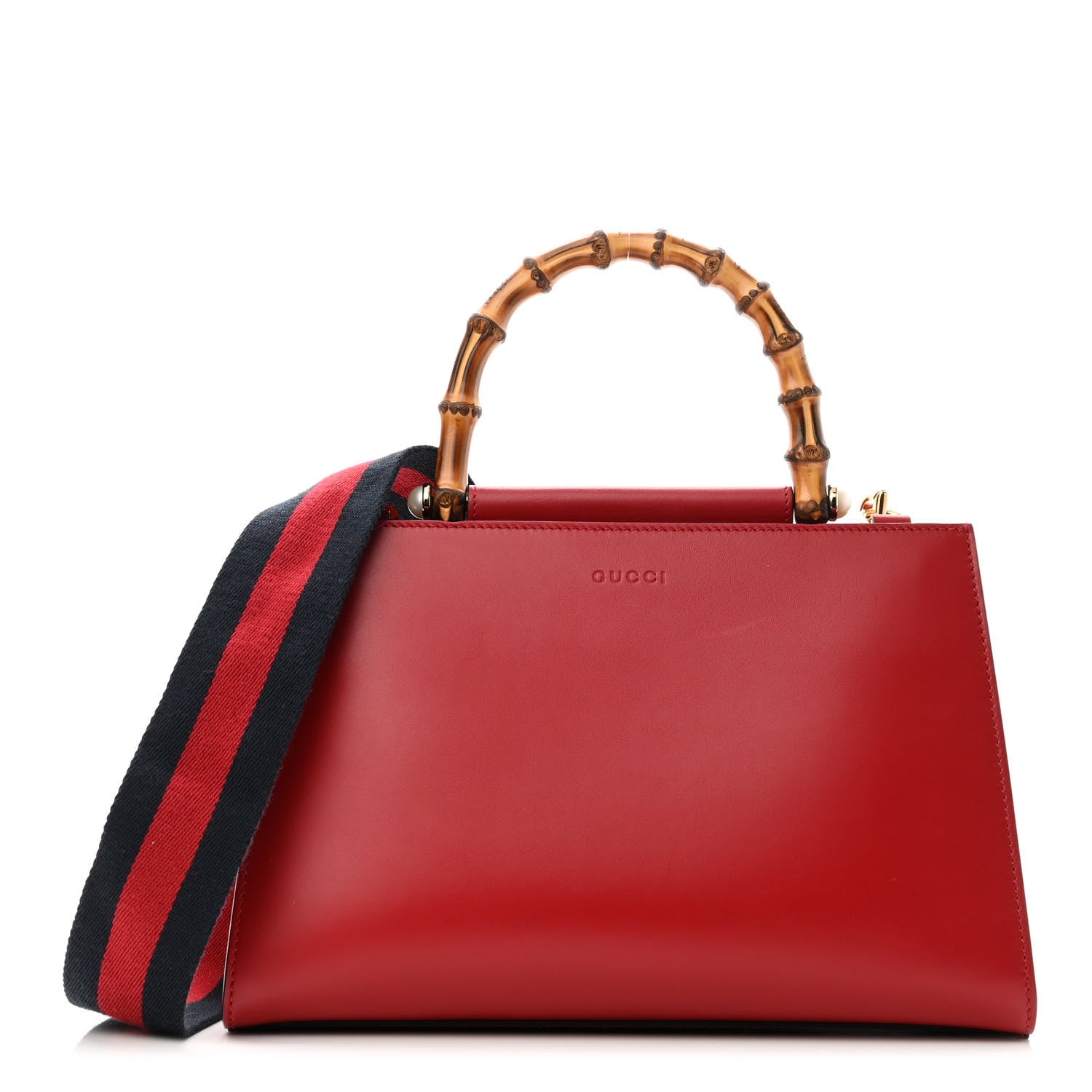 Gucci Nappa Bamboo Small Nymphaea Top Handle Bag Hibiscus Red 1 of 10