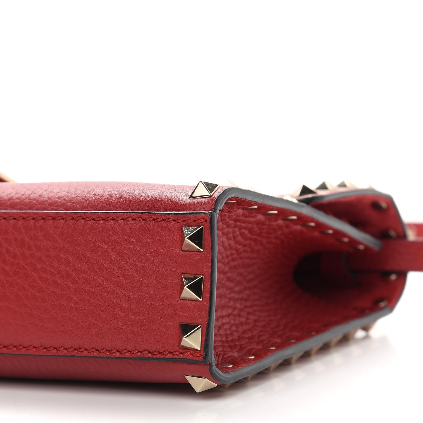 Pebbled Calfskin Medium Rockstud Flip Lock Crossbody Bag Red