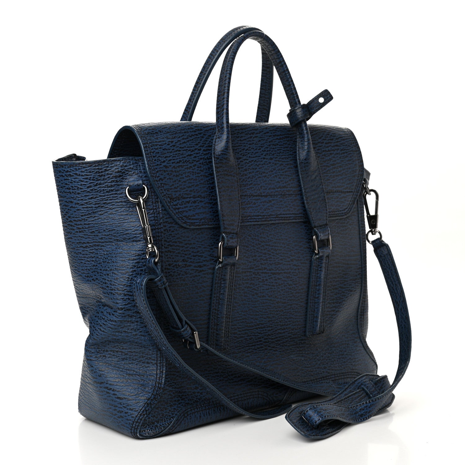 3.1 Phillip Lim Textured Calfskin Large Pashli Satchel Ink 3 of 11