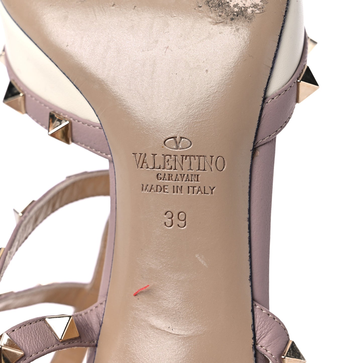 Calfskin Rockstud Ankle Strap 65mm Pumps 39 Light Ivory Poudre